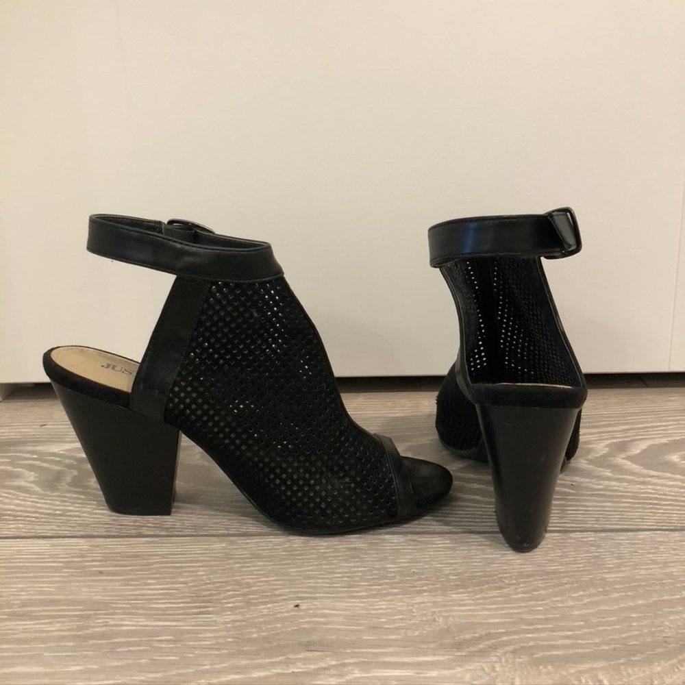 JustFab Peep-Toe Heeled Sandals - Size 6